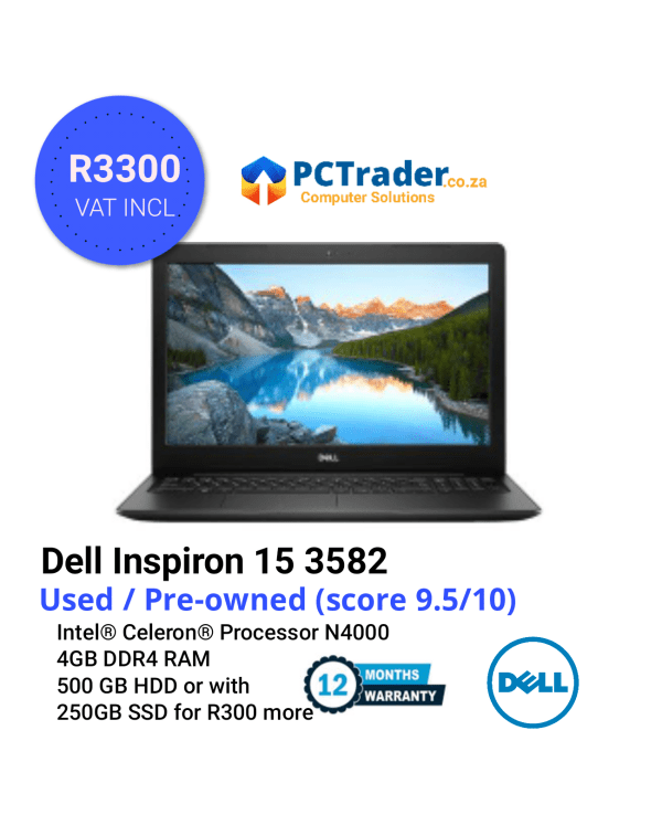 Dell inspiron 15 3582 (Pre-owned score 9.5 /10) 500gb hdd and 4gb ram