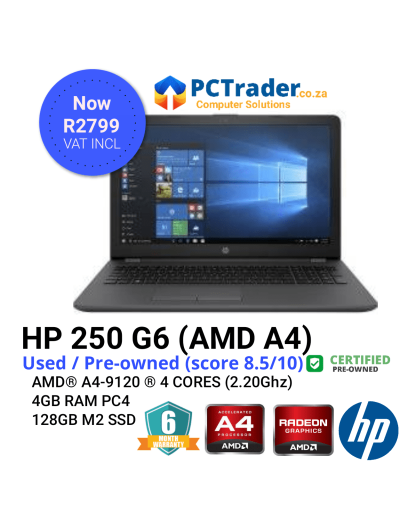 Hp 250 G6 Notebook Amd A4 Used 810 Pctrader Computer Solutions 8902