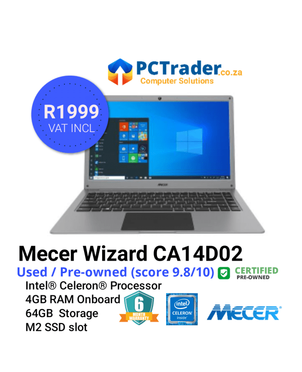 Mecer Wizard Notebook (Used) Celeron 4GB 64GB 14 – PCTrader Computer ...