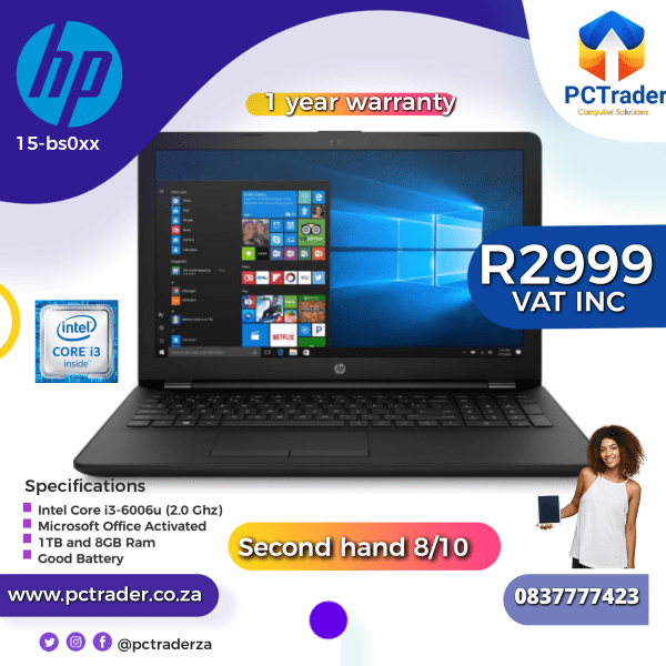 HP 15b0xx Core i3 6th gen (Second hand score 8/10)