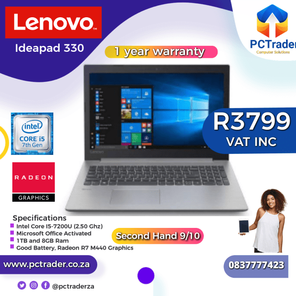 Lenovo Ideapad 330, Intel Core I5 7th Gen, 1TB and 8gb ram, Radeon R7 M440 Graphics (Refurbished 9)