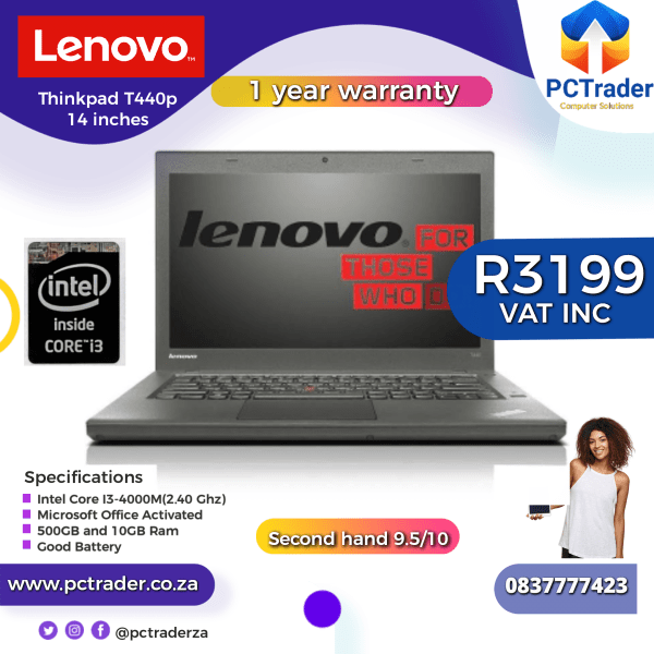 Lenovo Thinkpad T440p, Core i5, 500 gb, 10gb ram (Second hand 9.2/10)