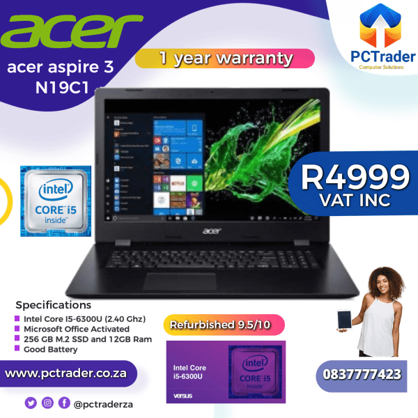 Acer Aspire 3 N19C1, Core I5, 12gb Ram, 256 ssd (Second hand 9.5/10)