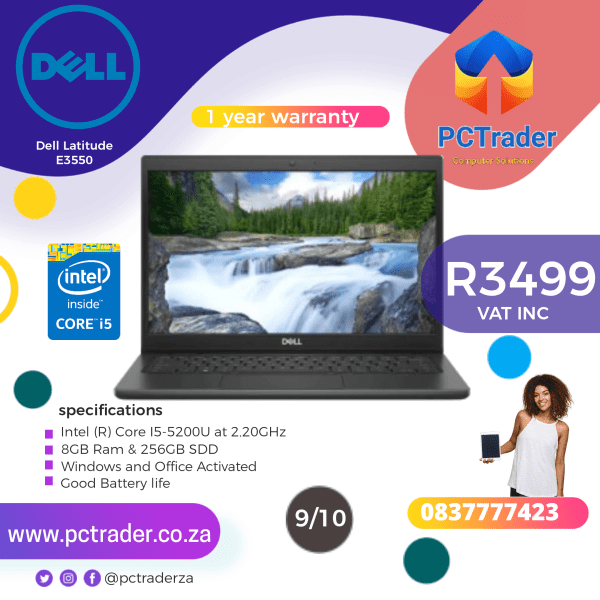 Dell Latitude E3550, Core i5, 256 SSD, 8gb Ram (second hand 9/10)