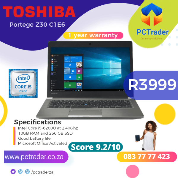 Toshiba Portege Z30C, Core i5, 256 gb ssd, 10gb ram (Second hand 9.2/10)