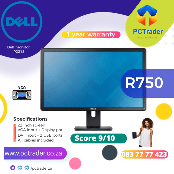 DELL Professional P2213 LED display 55.9 cm (22") Wide Flatscreen LCD VGA Monitor (Second hand 9/10)