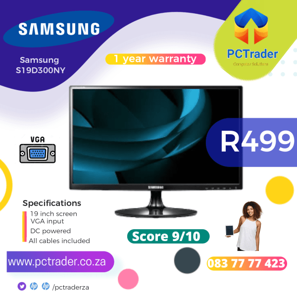 Samsung SyncMaster S19D300NY 19" Wide Flatscreen LCD VGA Monitor (Second hand 9/10) (Copy)