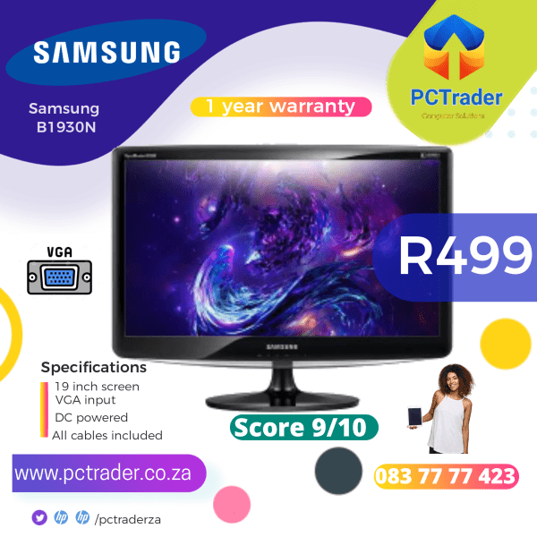 Samsung SyncMaster B1930N 19" Wide Flatscreen LCD VGA Monitor (Second hand 9/10)