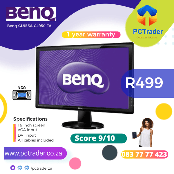 BenQ GL955A - LED monitor - 18.5" - GL955A Wide Flatscreen LCD VGA Monitor (Second hand 9/10)