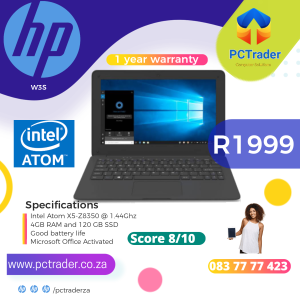 HP W3S, Intel Atom X5-Z8350, 4gb ram, 120gb SSD (Second Hand 8/10)