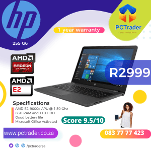 HP 255 G6, 1TB HDD, 8GB RAM, AMD E2 with Radeon R2 Graphics (Second hand 9.5/10)